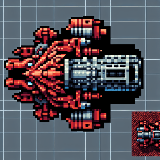 dragon shaped firing turret. top-down bird-eye perspective seen directly from above. 8-bit pixelated.
Single Game Texture. In-Game asset. 2d. Blank background. High contrast. No shadows.