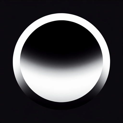 Circular white gradient circle on black background. Gradient from white on the center to black on the outer edge all around..
Single Game Texture. In-Game asset. 2d. Blank background. High contrast. No shadows.