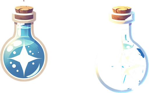 potion magique blanche lumineuse.
Single Game Texture. In-Game asset. 2d. Blank background. High contrast. No shadows.