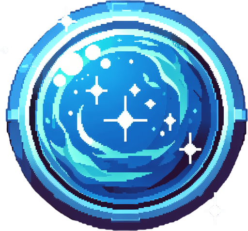 blue semi transparent magical seal, I want the art style to reflect a classic 16-bit retro pixel art aesthetic, reminiscent of early 1990s RPGs with vibrant colors.
Single Game Texture. In-Game asset. 2d. Blank background. High contrast. No shadows.