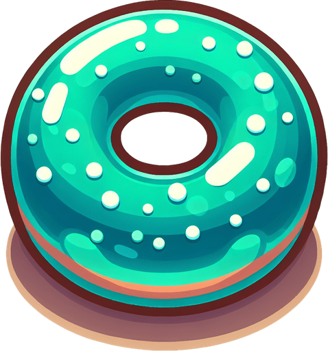 Vibrant teal candy. cartoon. Sugar ring.
Game asset. 2d. Blank background. High contrast. No shadows.