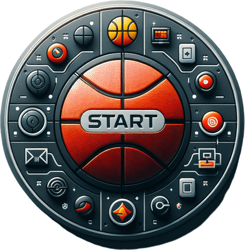 A basketball start button.