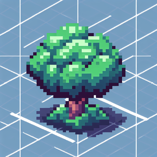 pixel art of a bush..
Single Game Texture. In-Game asset. 2d. Blank background. High contrast. No shadows.