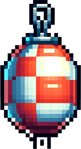 8 bit. cartoon. big buoy. floating in the water.  in game asset. no background. Single Game Texture. In-Game asset. 2d. Blank background. High contrast. No shadows.