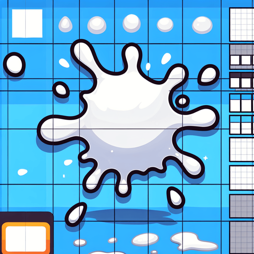 Create a cartoon-style illustration of white splash of paint. The goal is to capture a lively and playful paint.
Single Game Texture. In-Game asset. 2d. Blank background. High contrast. No shadows.