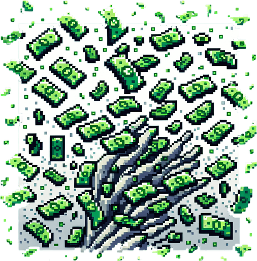 green banknotes in movement.
Single Game Texture. In-Game asset. 2d. Blank background. High contrast. No shadows.