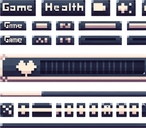 Pixel art  health bar.
Single Game Texture. In-Game asset. 2d. Blank background. High contrast. No shadows.