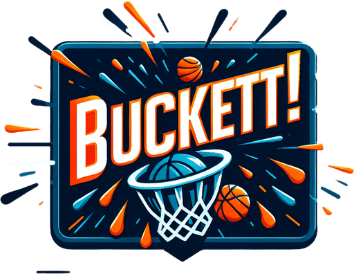 Text anouning "Bucket!".
Basketball. Text only. Tv style ad.