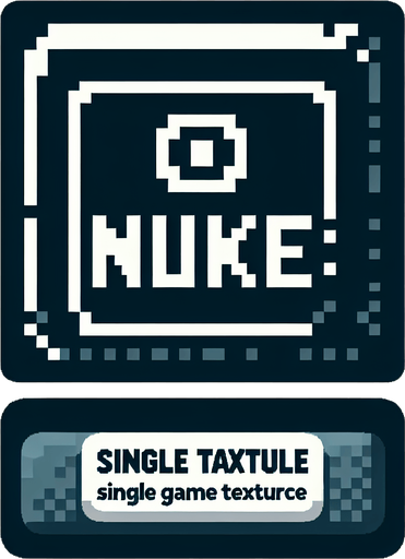 a button with text that says "nuke".
Single Game Texture. In-Game asset. 2d. Blank background. High contrast. No shadows. pixelated