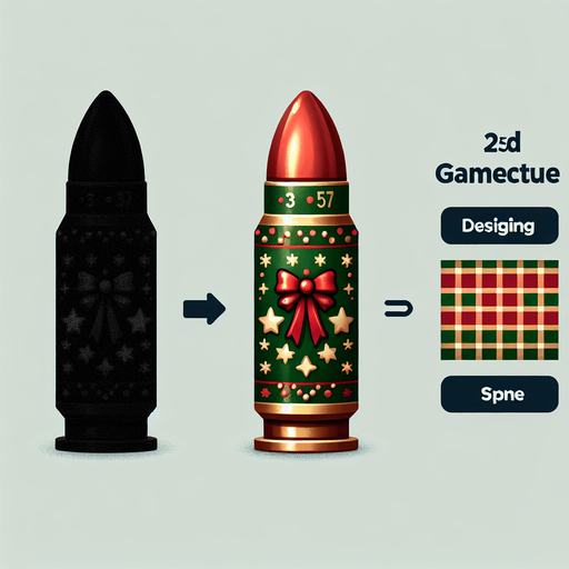 2d christmas 357 Magnum bullets Single Game Texture. In-Game asset. 2d. Blank background. High contrast. No shadows.