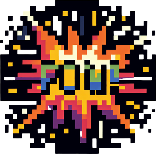 pixel art of pow comic symbol.