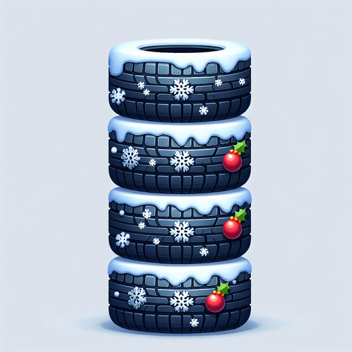 2d stacked christmas winter tire Single Game Texture. In-Game asset. 2d. Blank background. High contrast. No shadows.