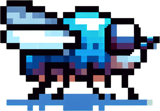 cute flying fly seen from the side. pixelated 8-bit.
Single Game Texture. In-Game asset. 2d. Blank background. High contrast. No shadows.