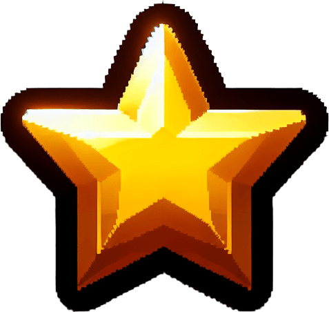 A small golden star.
Single Game Texture. In-Game asset. 2d. Blank background. High contrast. No shadows.