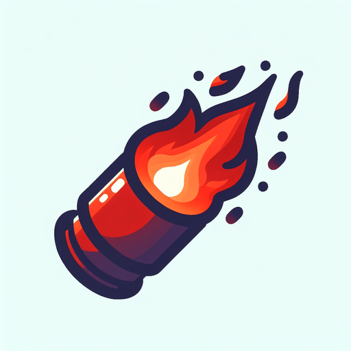 Red fiery bullet.
Single Game Texture. In-Game asset. 2d. Blank background. High contrast. No shadows.