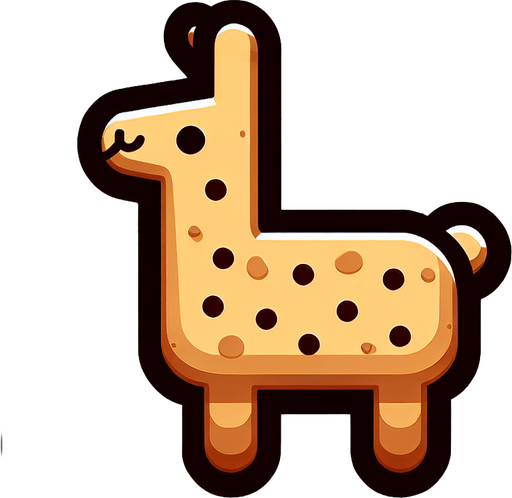 a llama-shaped cookie.
Single Game Texture. In-Game asset. 2d. Blank background. High contrast. No shadows.