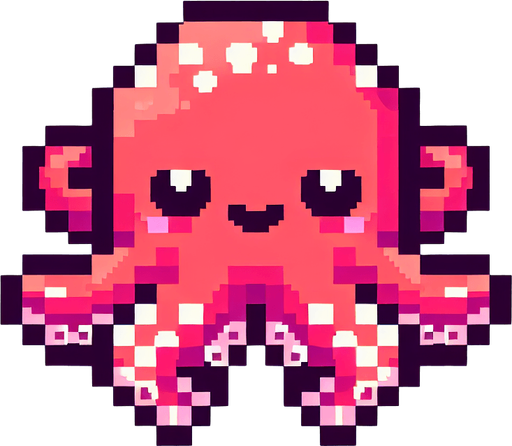 cute tiny octopus. pixelated. 8 bit.
Single Game Texture. In-Game asset. 2d. Blank background. High contrast. No shadows.