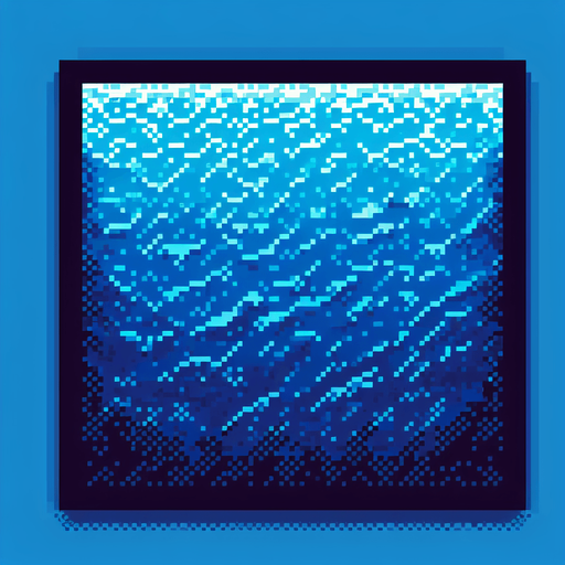 blue ocean seen directly from above. pixelated 8-bit.
Single Game Texture. In-Game asset. 2d. Blank background. High contrast. No shadows.