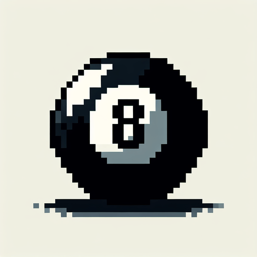 black 8-ball biliard ball. pixelated. 8 bit..
Single Game Texture. In-Game asset. 2d. Blank background. High contrast. No shadows.