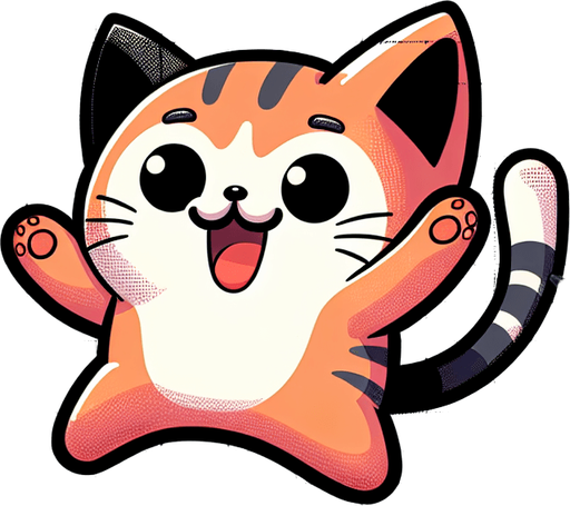 Create a cartoon-style illustration of a Cat. The goal is to capture a lively and playful location. Single Game Texture. In-Game asset. 2d. Blank background. High contrast. No shadows..
Single Game Texture. In-Game asset. 2d. Blank background. High contrast. No shadows.