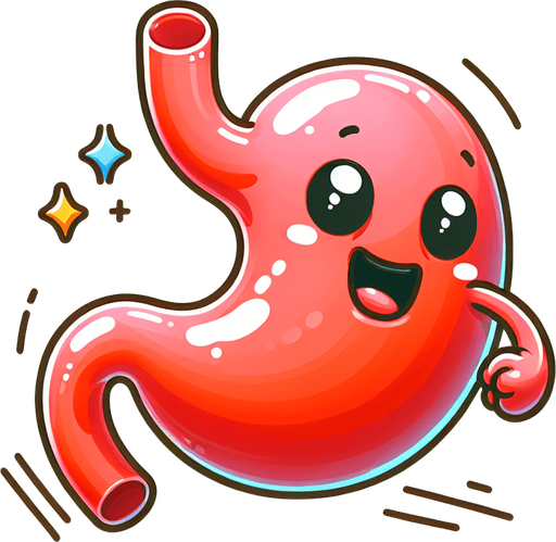 Create a cartoon-style illustration of a stomach The goal is to capture a lively and playful stomach...
Single Game Texture. In-Game asset. 2d. Blank background. High contrast. No shadows.