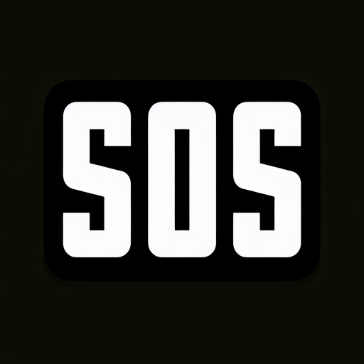 Create a close-up cartoon-style illustration of the  letters "sos" in black.
Single Game Texture. In-Game asset. 2d. Blank background. High contrast. No shadows.