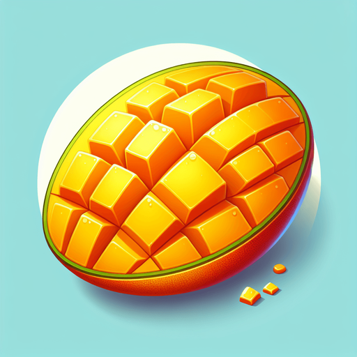 A delicious slice of mango.
Single Game Texture. In-Game asset. 2d. Blank background. High contrast. No shadows.