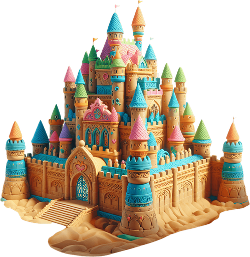 Un château de sable pour enfant.
Image coloré