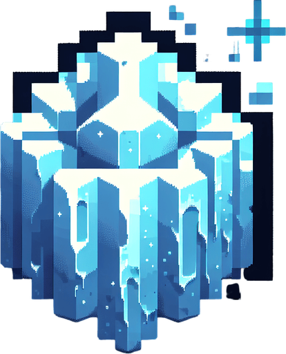 chunky frost magical projectile. 8-bit pixelated. blue soft-palette colored.
Single Game Texture. In-Game asset. 2d. Blank background. High contrast. No shadows.