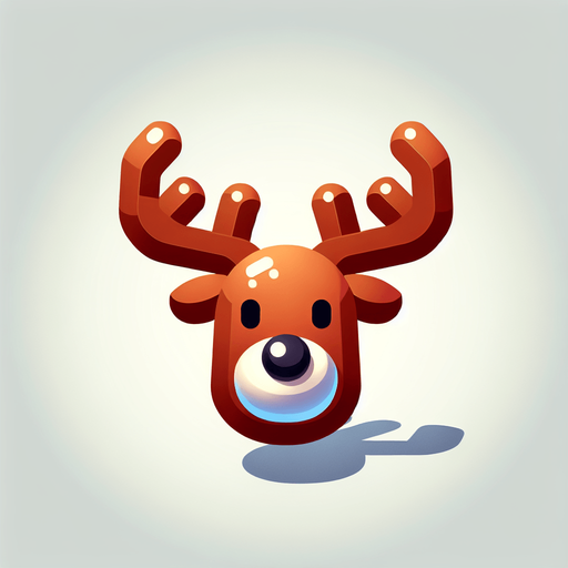 one cute christmas reindeer head. plastic style. Single Game Texture. In-Game asset. 2d. Blank background. High contrast. No shadows.