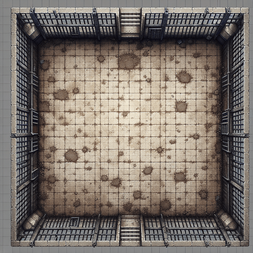 Top down view of a Dirty prison floor.
Single Game Texture. In-Game asset. 2d. Blank background. High contrast. No shadows.