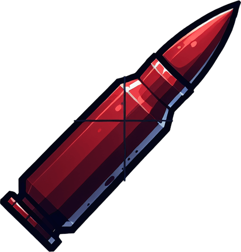 Red bullet facing towards the bottom of the game.
Single Game Texture. In-Game asset. 2d. Blank background. High contrast. No shadows.