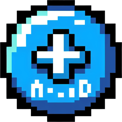 blue upgrade button with a "+" sign on it. pixelated. 8 bit.
Single Game Texture. In-Game asset. 2d. Blank background. High contrast. No shadows.