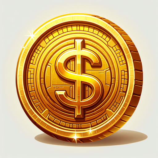 gold coin.
Single Game Texture. In-Game asset. 2d. Blank background. High contrast. No shadows.