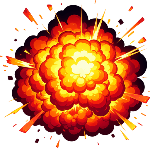 explosion frame.
Single Game Texture. In-Game asset. 2d. Blank background. High contrast. No shadows.