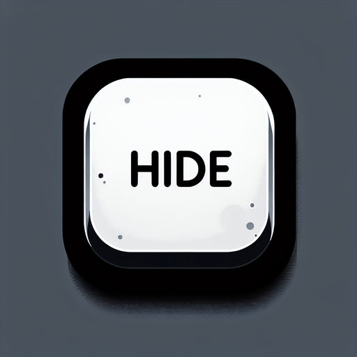 a button with text that fades to the right saying "hide".
Single Game Texture. In-Game asset. 2d. Blank background. High contrast. No shadows.