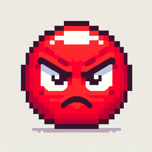 pixel art of a red angry reaction emoji.