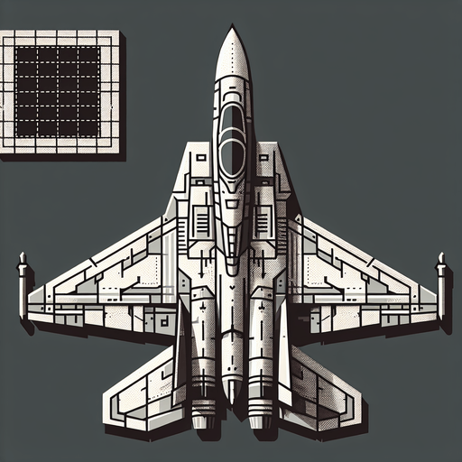 Fighter jet.
Single Game Texture. In-Game asset. 2d. Blank background. High contrast. No shadows.