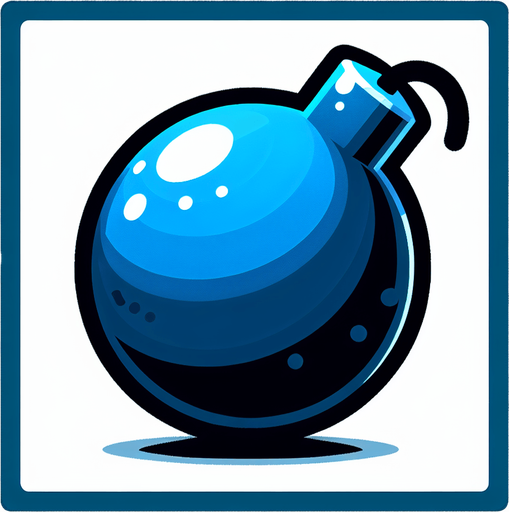 blue bomb.
Single Game Texture. In-Game asset. 2d. Blank background. High contrast. No shadows.