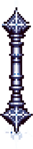 a straight magic missile. top down view. pixelart. bolt only, crossbow not included. vertical display, from bottom to top. Single Game Texture. In-Game asset. 2d. Blank background. High contrast. No shadows.