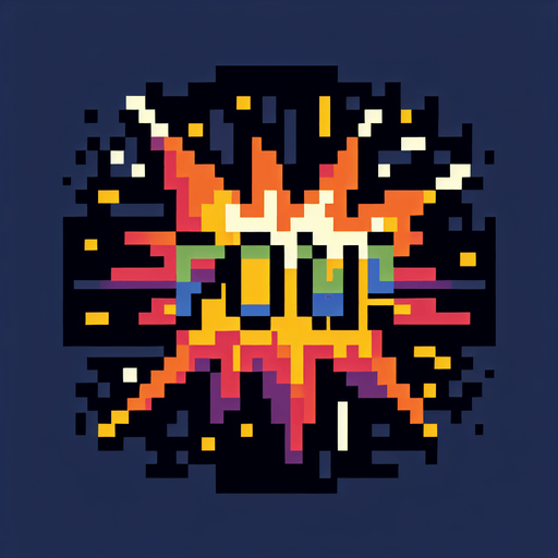 pixel art of pow comic symbol.