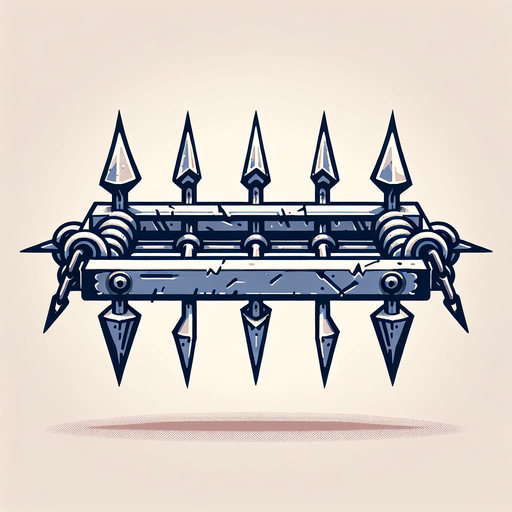 Horizontal bar with spikes. Trap. 2d..
Single Game Texture. In-Game asset. 2d. Blank background. High contrast. No shadows.