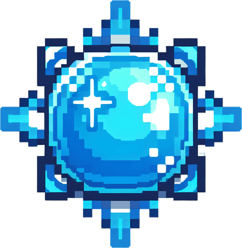 blue semi transparent magical seal, I want the art style to reflect a classic 16-bit retro pixel art aesthetic, reminiscent of early 1990s RPGs with vibrant colors.
Single Game Texture. In-Game asset. 2d. Blank background. High contrast. No shadows.