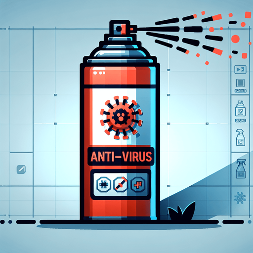 an anti virus spray.
Single Game Texture. In-Game asset. 2d. Blank background. High contrast. No shadows.