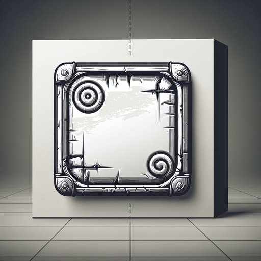 a button with a scroll on it.
Single Game Texture. In-Game asset. 2d. Blank background. High contrast. No shadows.