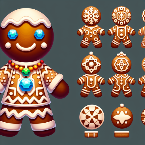 a christmas gingerbread girl. plastic style. Single Game Texture. In-Game asset. 2d. Blank background. High contrast. No shadows.