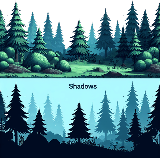 forest backround.
Single Game Texture. In-Game asset. 2d. Blank background. High contrast. No shadows.