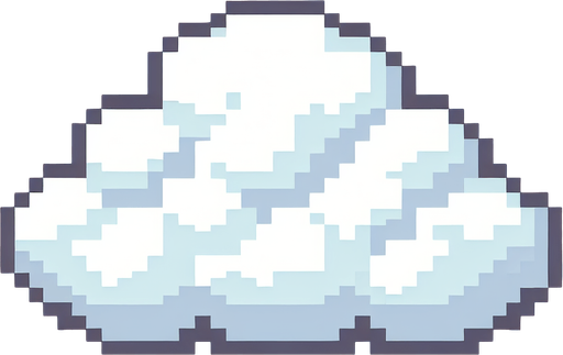 pixel art cloud.
Single Game Texture. In-Game asset. 2d. Blank background. High contrast. No shadows.