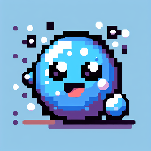 8-bit. cartoon. water bubble.
Single Game Texture. In-Game asset. 2d. Blank background. High contrast. No shadows.