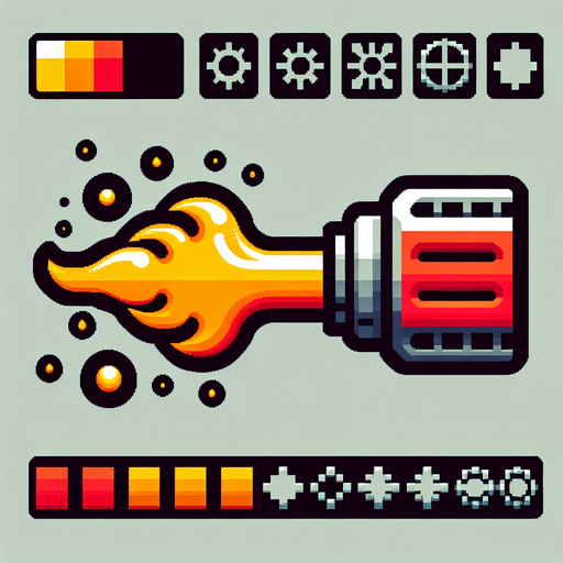 Bright yellow and red engine exhaust sprite sheet..
Single Game Texture. In-Game asset. 2d. Blank background. High contrast. No shadows.